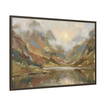 Misty Mountain Lake - Framed Canvas