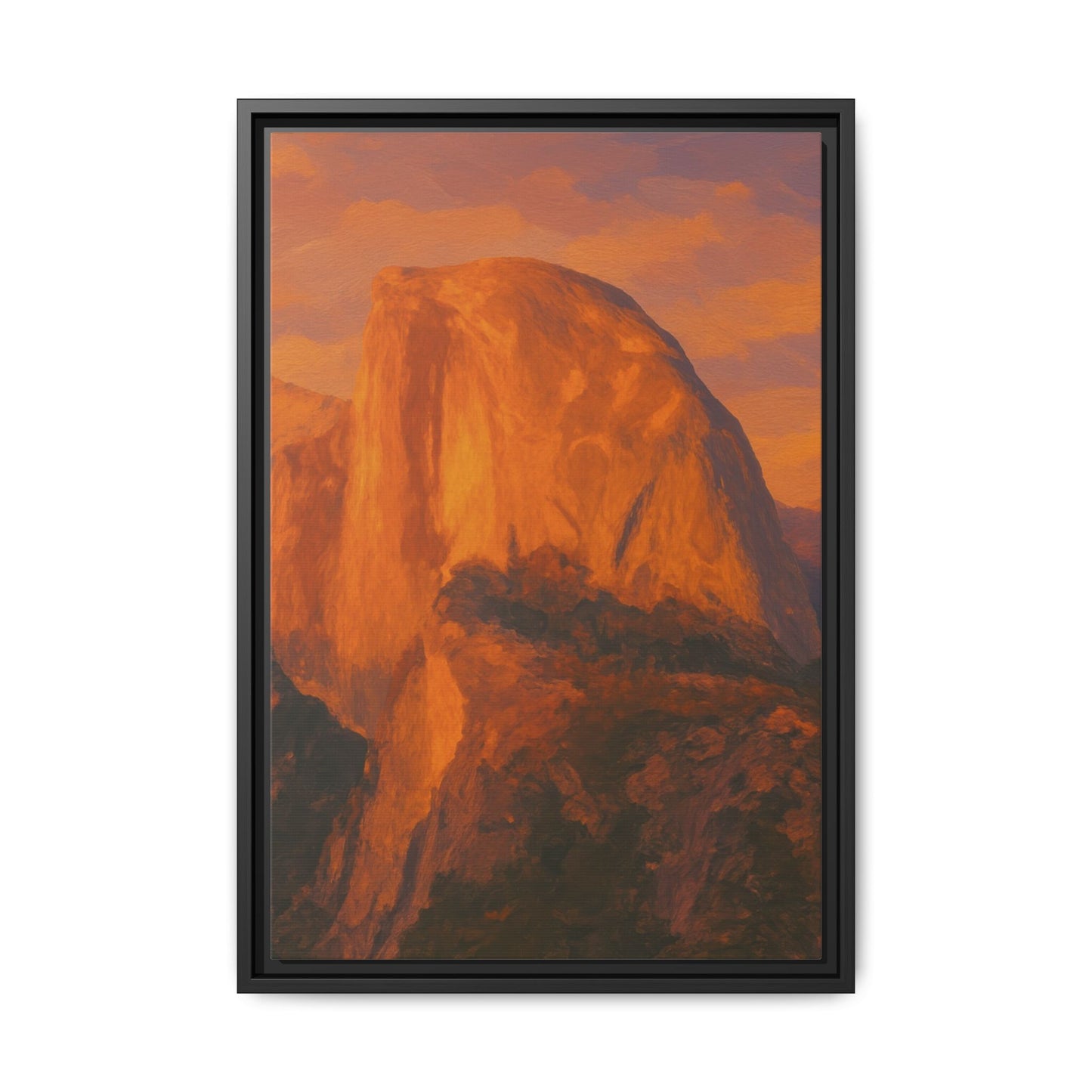 Sunset Over Half Dome - Framed Canvas