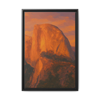 Sunset Over Half Dome - Framed Canvas