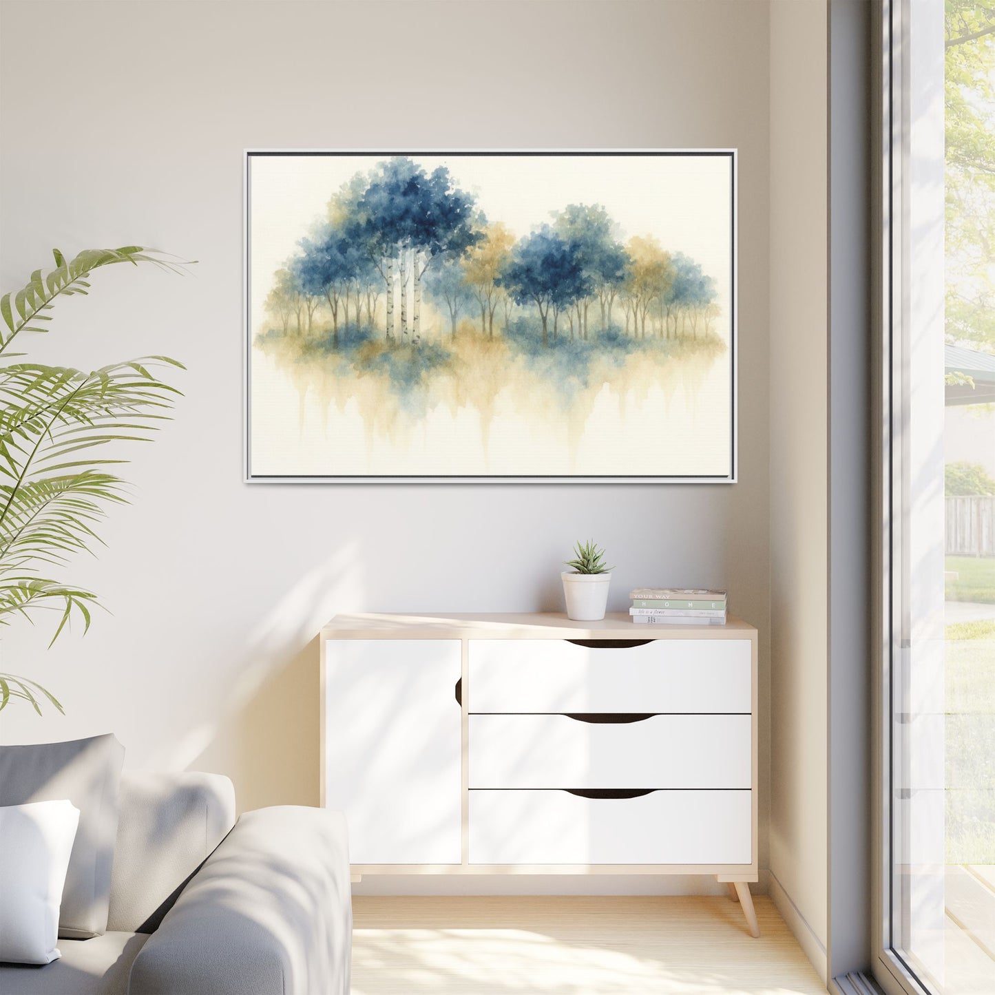 Floating Aspen and Birch Forest - Framed Canvas