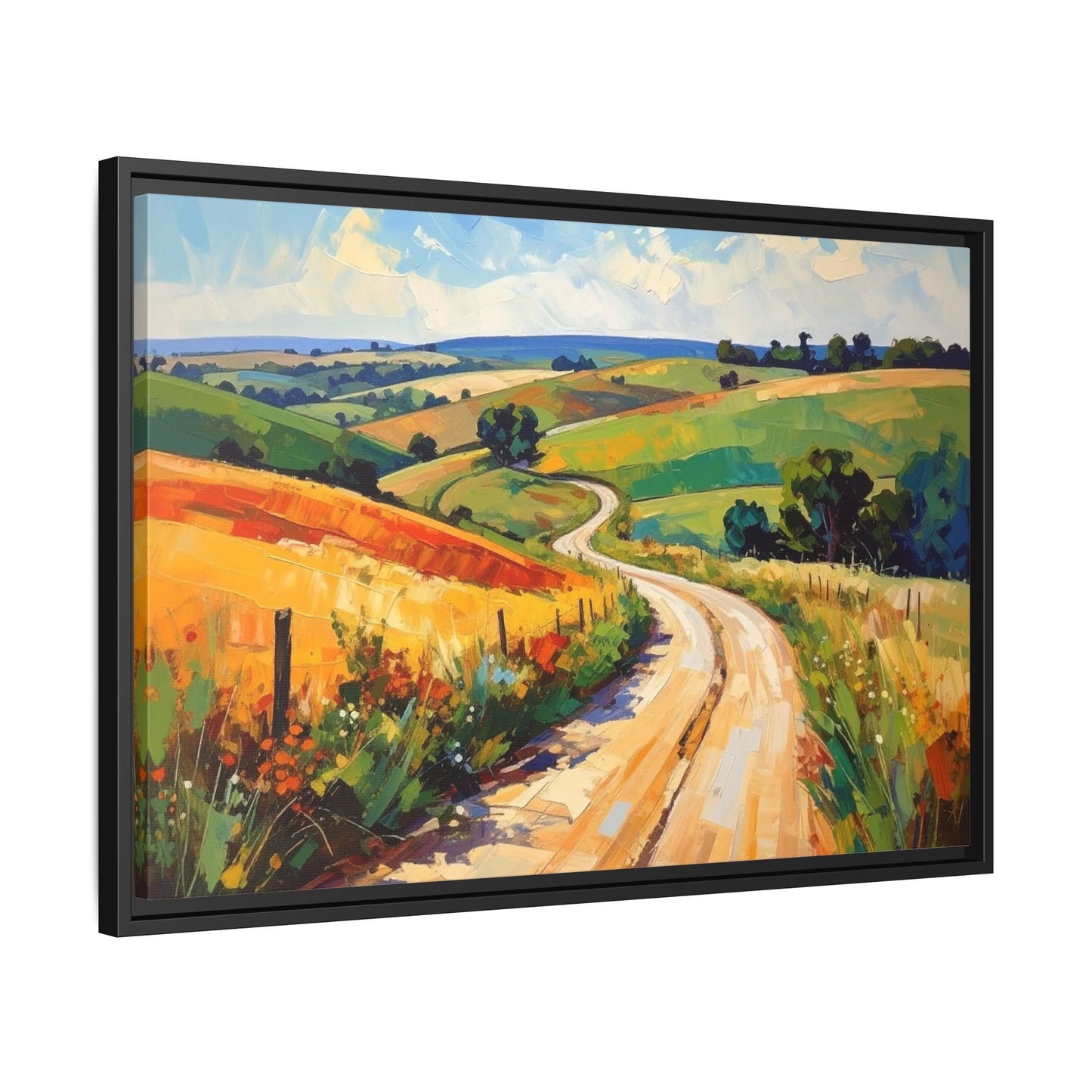 Lazy Country Road #3 - Framed Canvas
