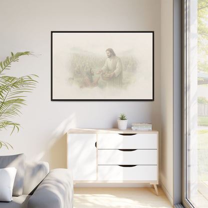 Jesus Feeds The 5,000 - Framed Canvas