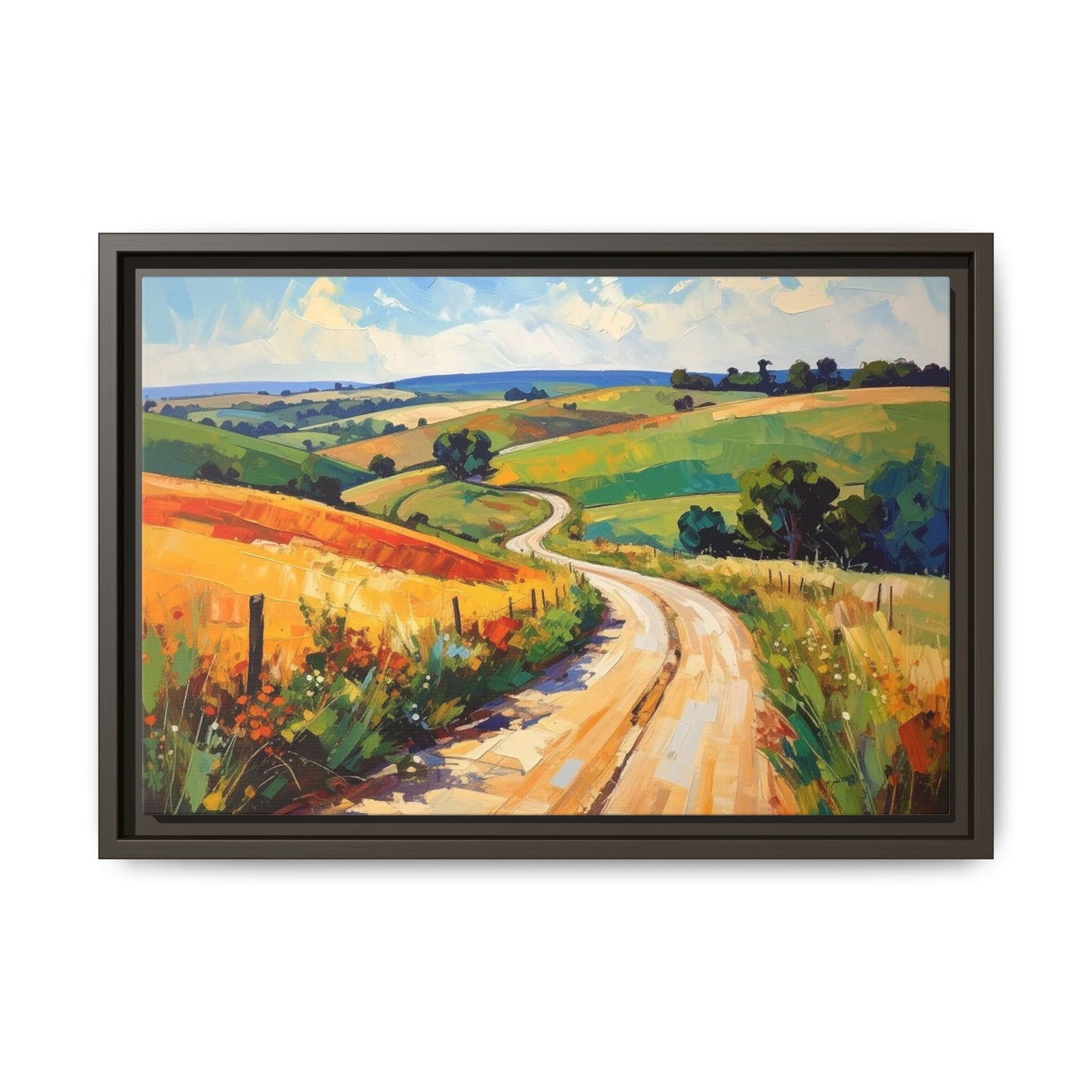 Lazy Country Road #3 - Framed Canvas