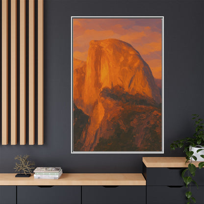 Sunset Over Half Dome - Framed Canvas
