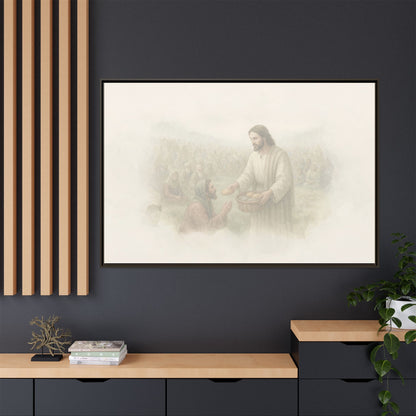 Jesus Feeds The 5,000 - Framed Canvas