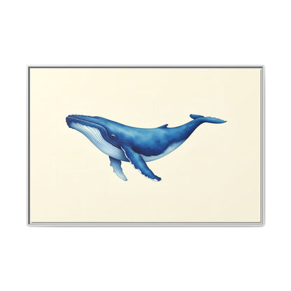 Blue Whale Watercolor - Framed Canvas