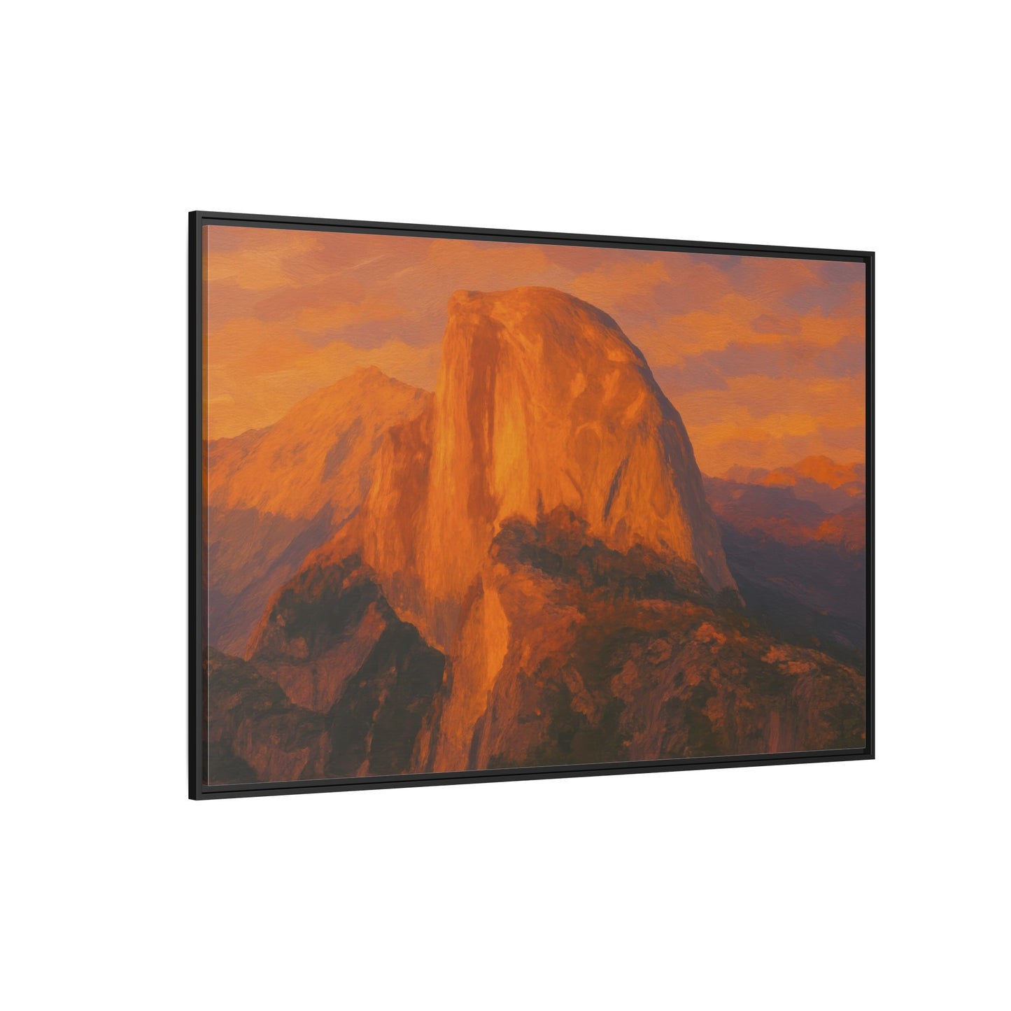 Sunset Over Half Dome - Framed Canvas