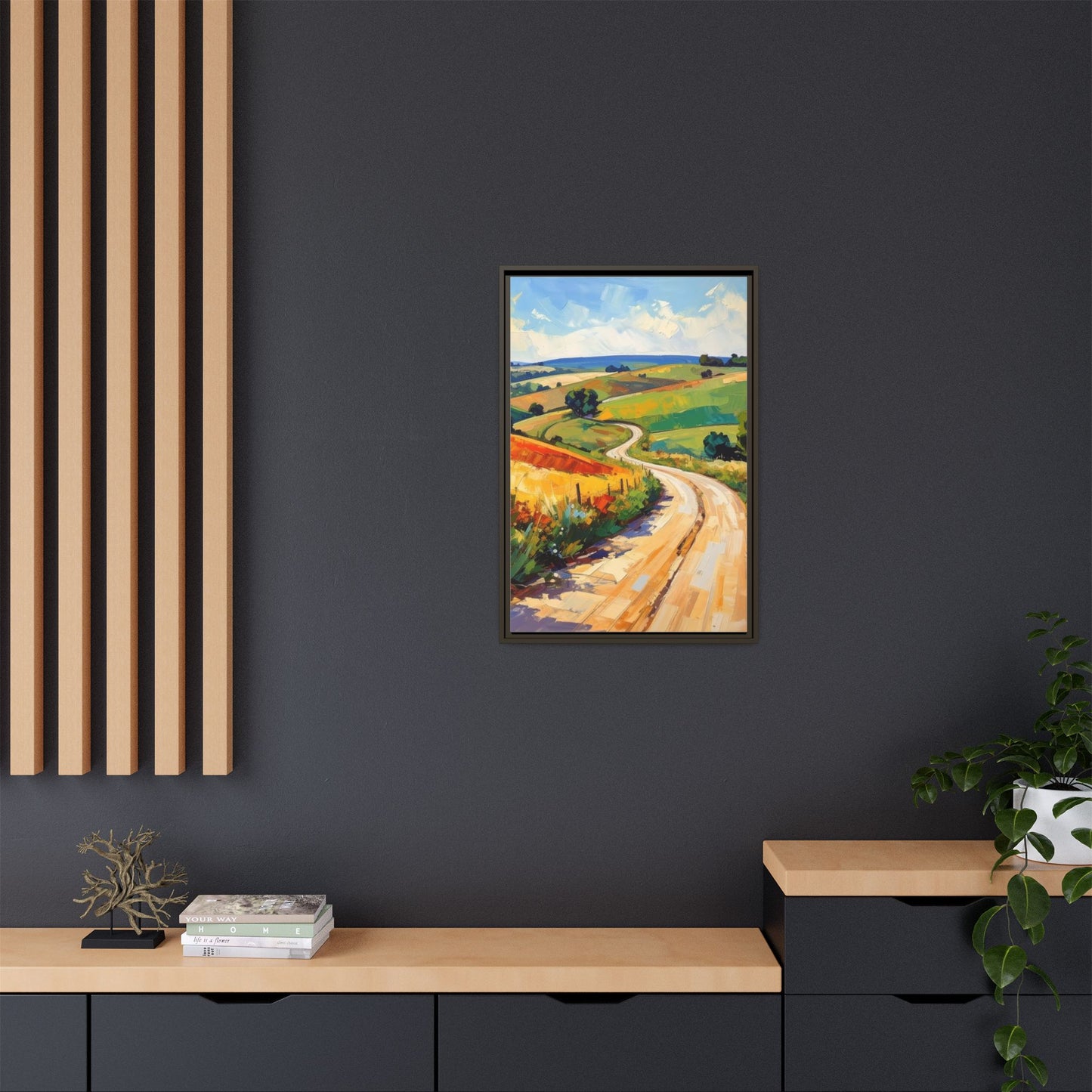 Lazy Country Road #3 - Framed Canvas
