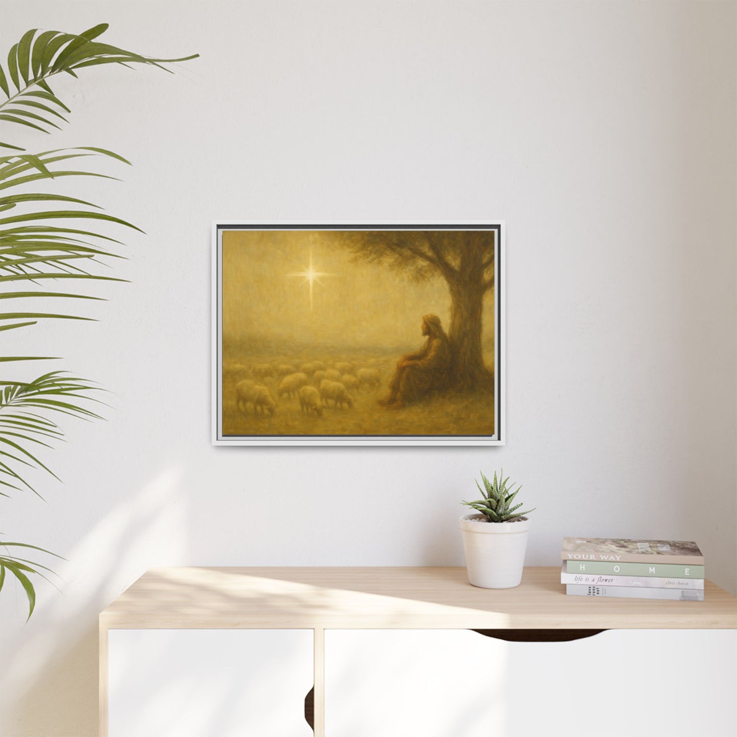 Shepherd In The Field - Framed Canvas