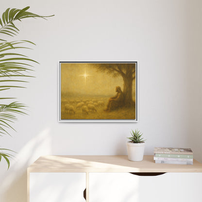 Shepherd In The Field - Framed Canvas