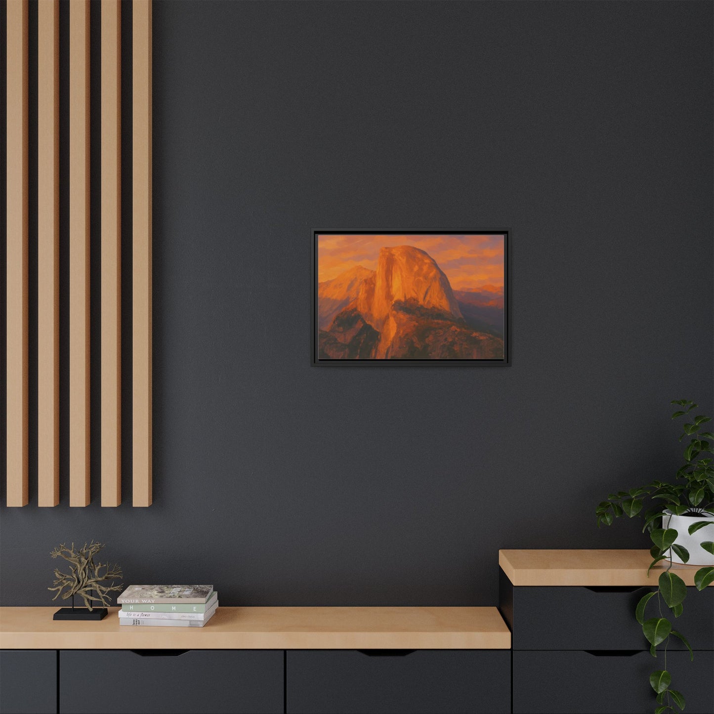 Sunset Over Half Dome - Framed Canvas