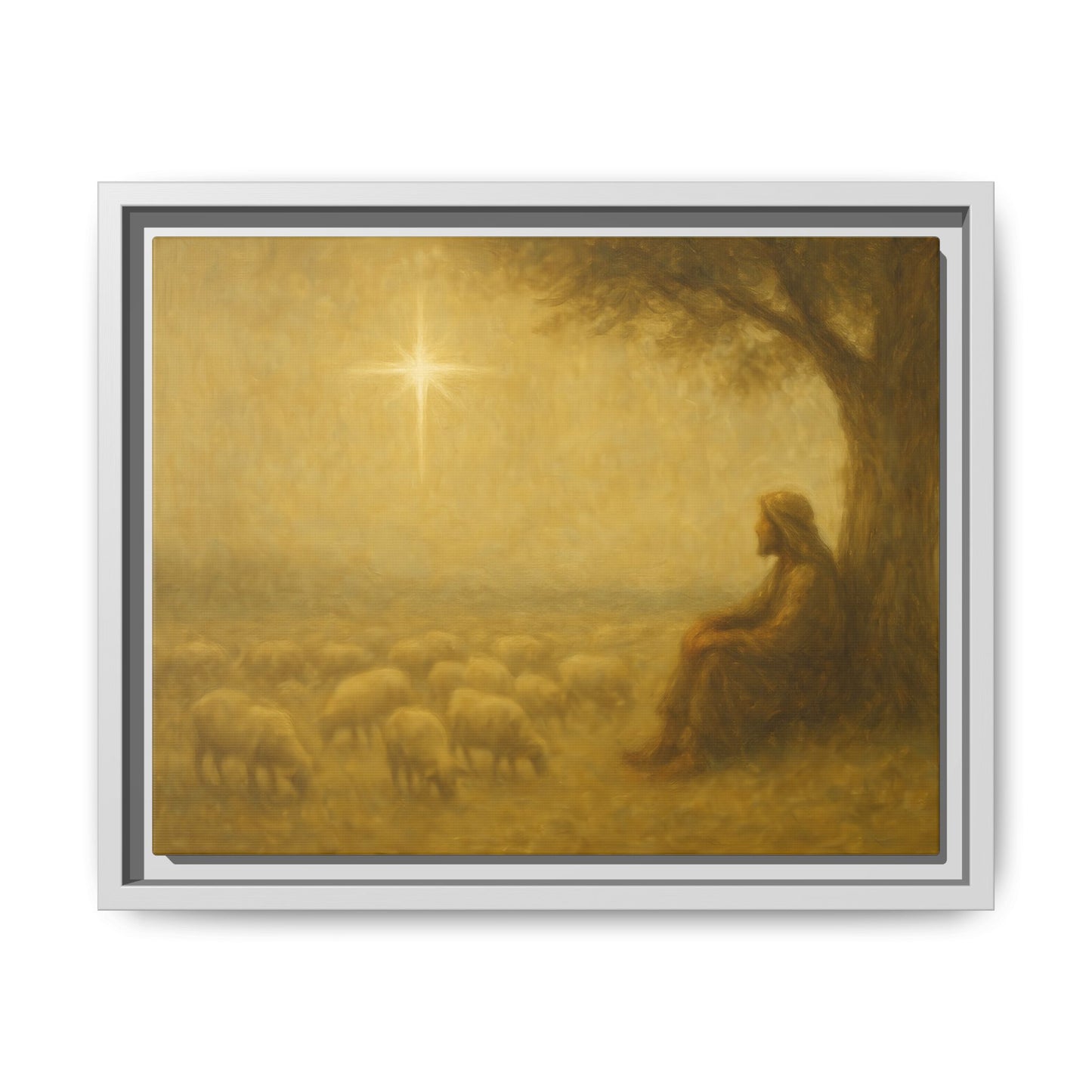 Shepherd In The Field - Framed Canvas