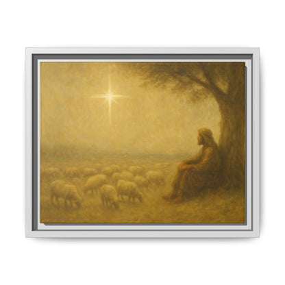 Shepherd In The Field - Framed Canvas