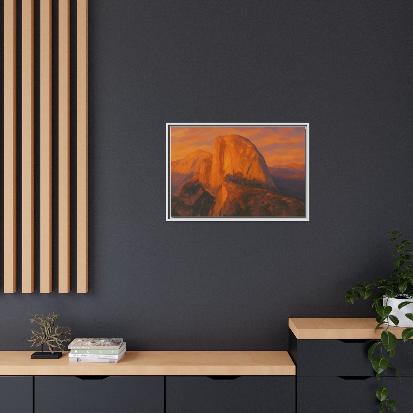 Sunset Over Half Dome - Framed Canvas
