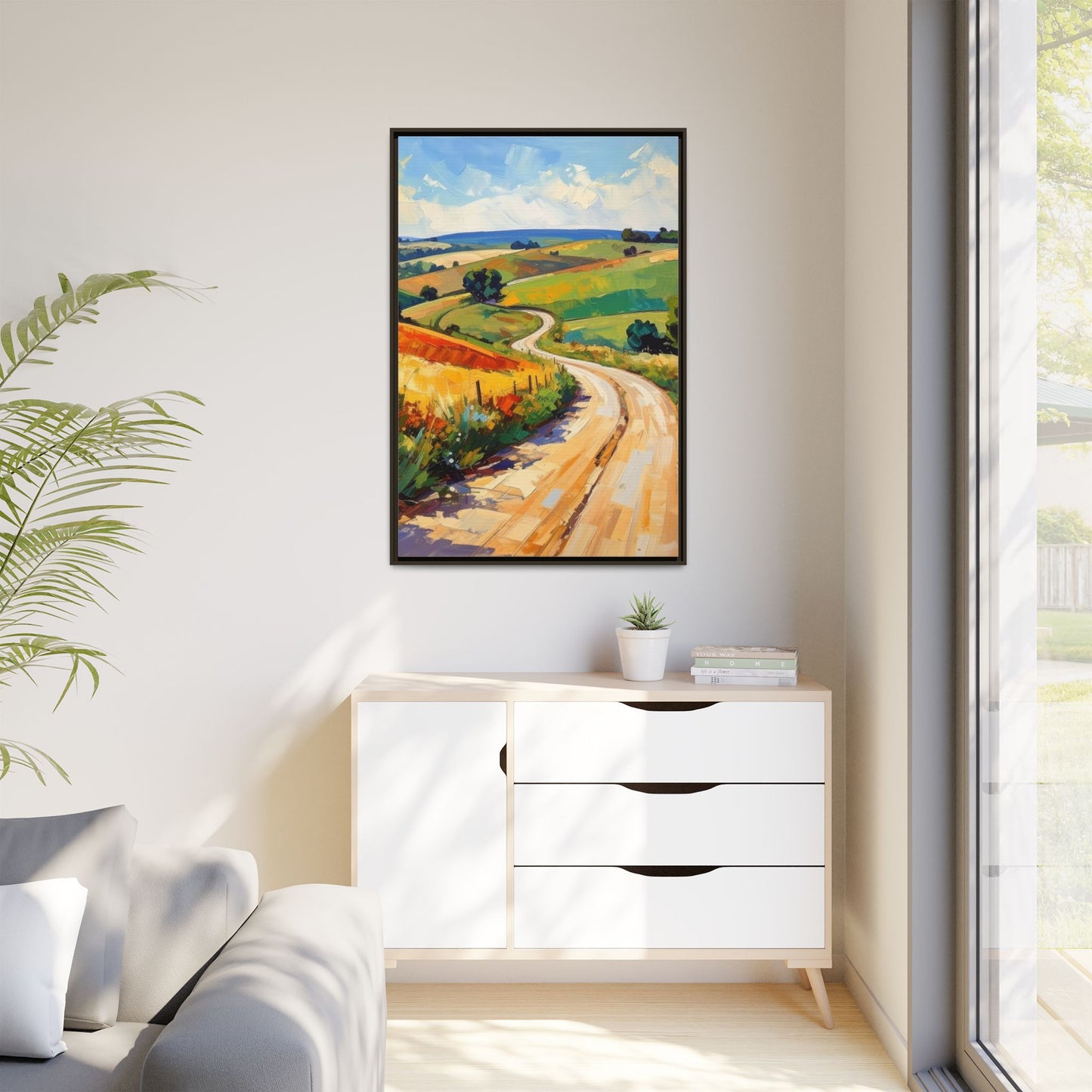 Lazy Country Road #3 - Framed Canvas