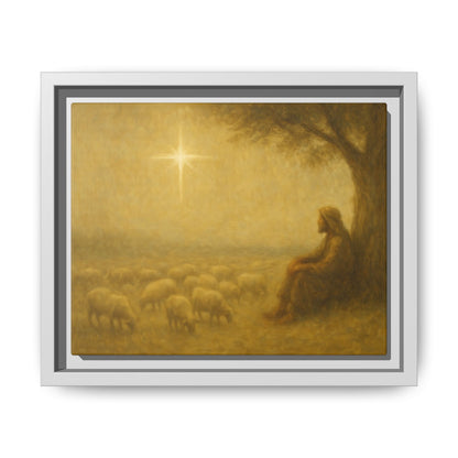 Shepherd In The Field - Framed Canvas