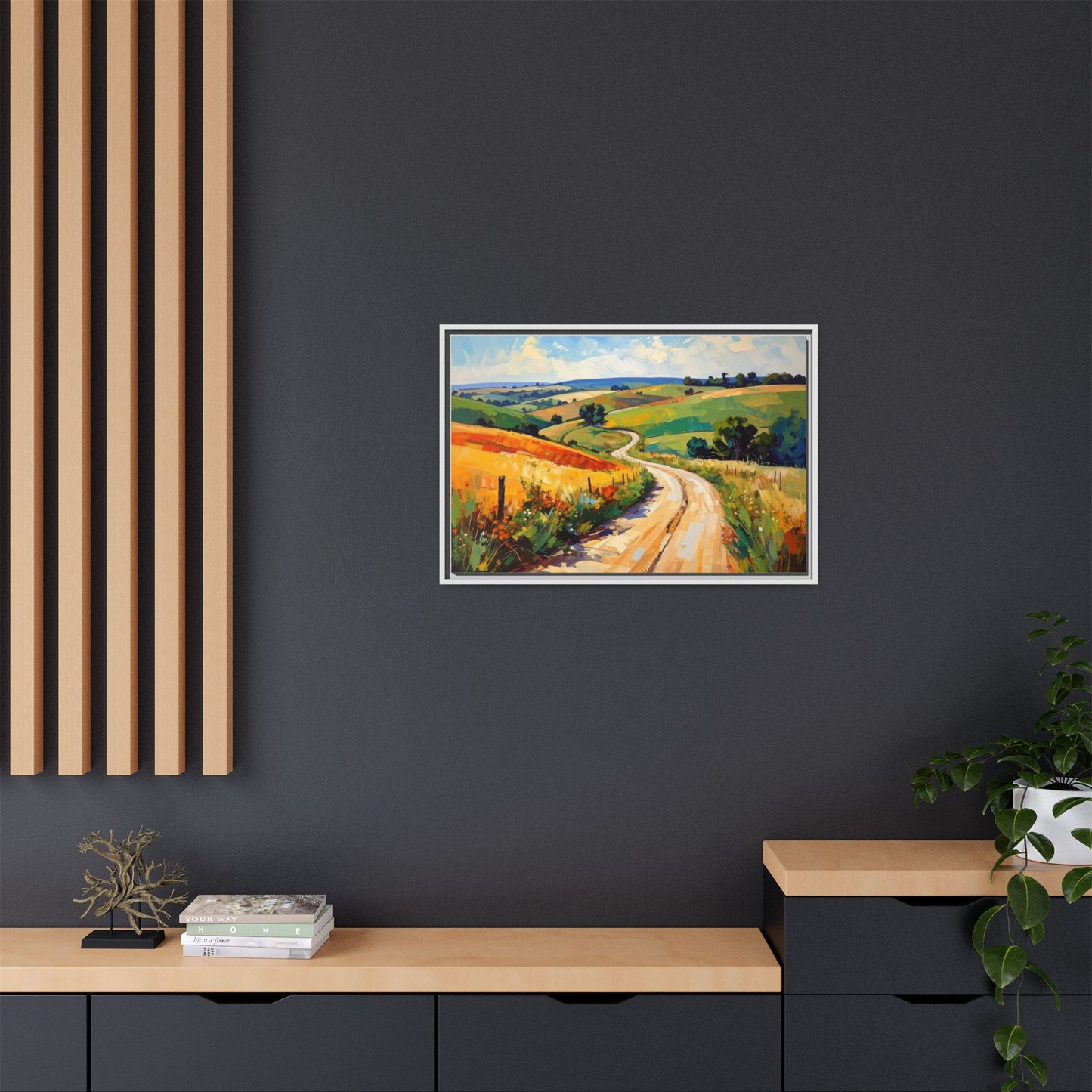 Lazy Country Road #3 - Framed Canvas
