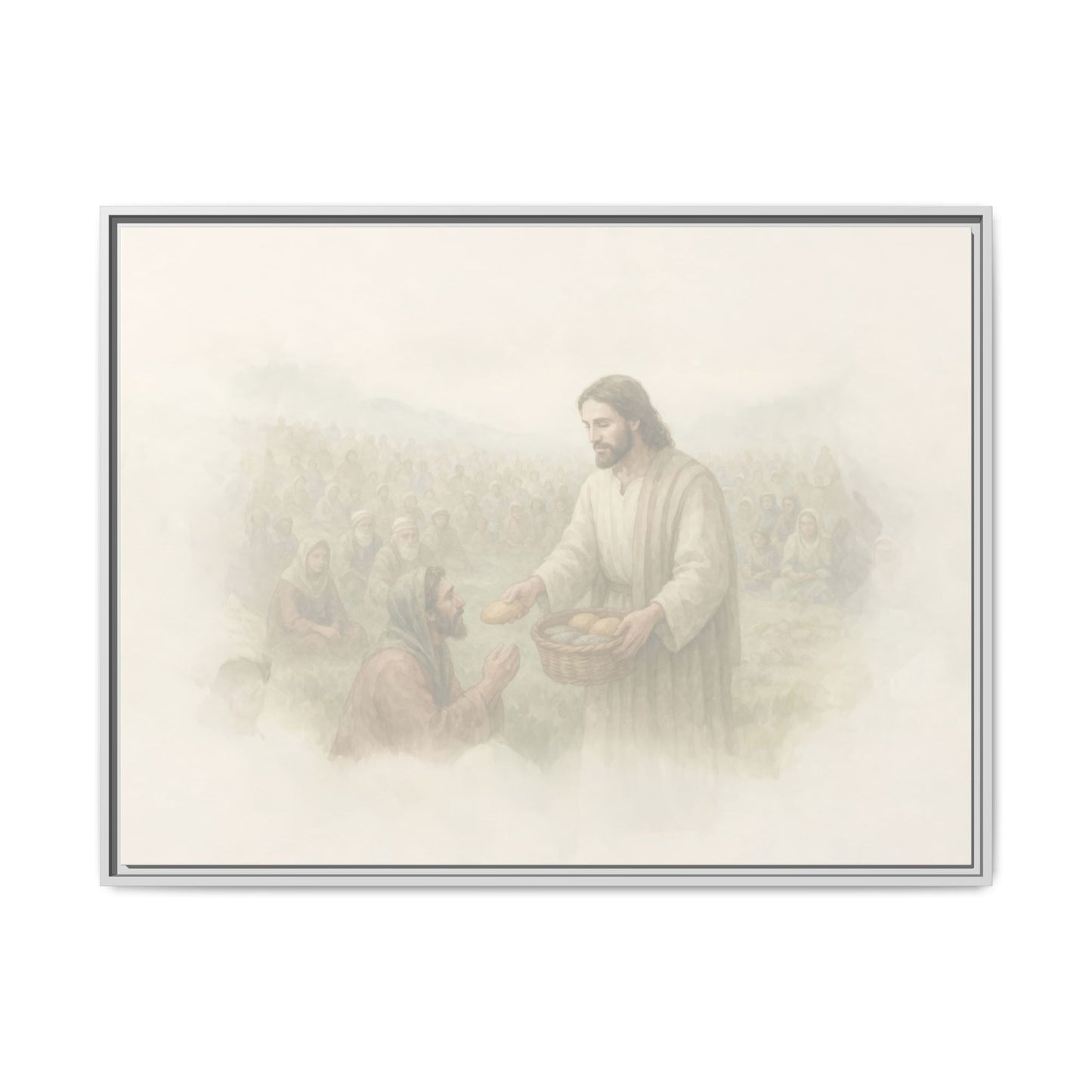 Jesus Feeds The 5,000 - Framed Canvas