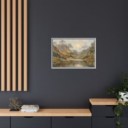 Misty Mountain Lake - Framed Canvas