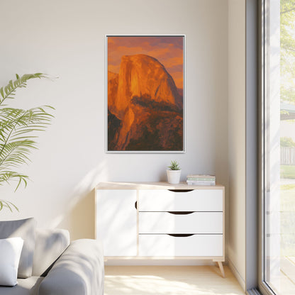 Sunset Over Half Dome - Framed Canvas