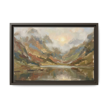Misty Mountain Lake - Framed Canvas