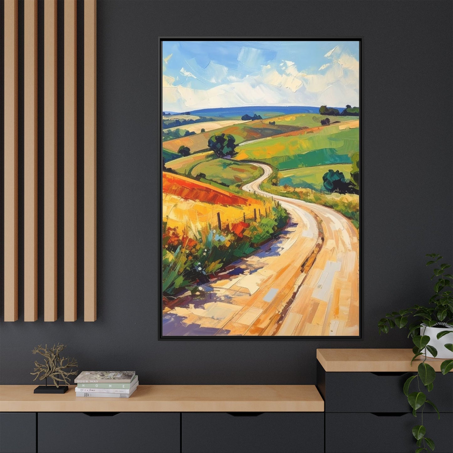 Lazy Country Road #3 - Framed Canvas