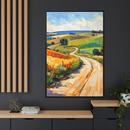Lazy Country Road #3 - Framed Canvas