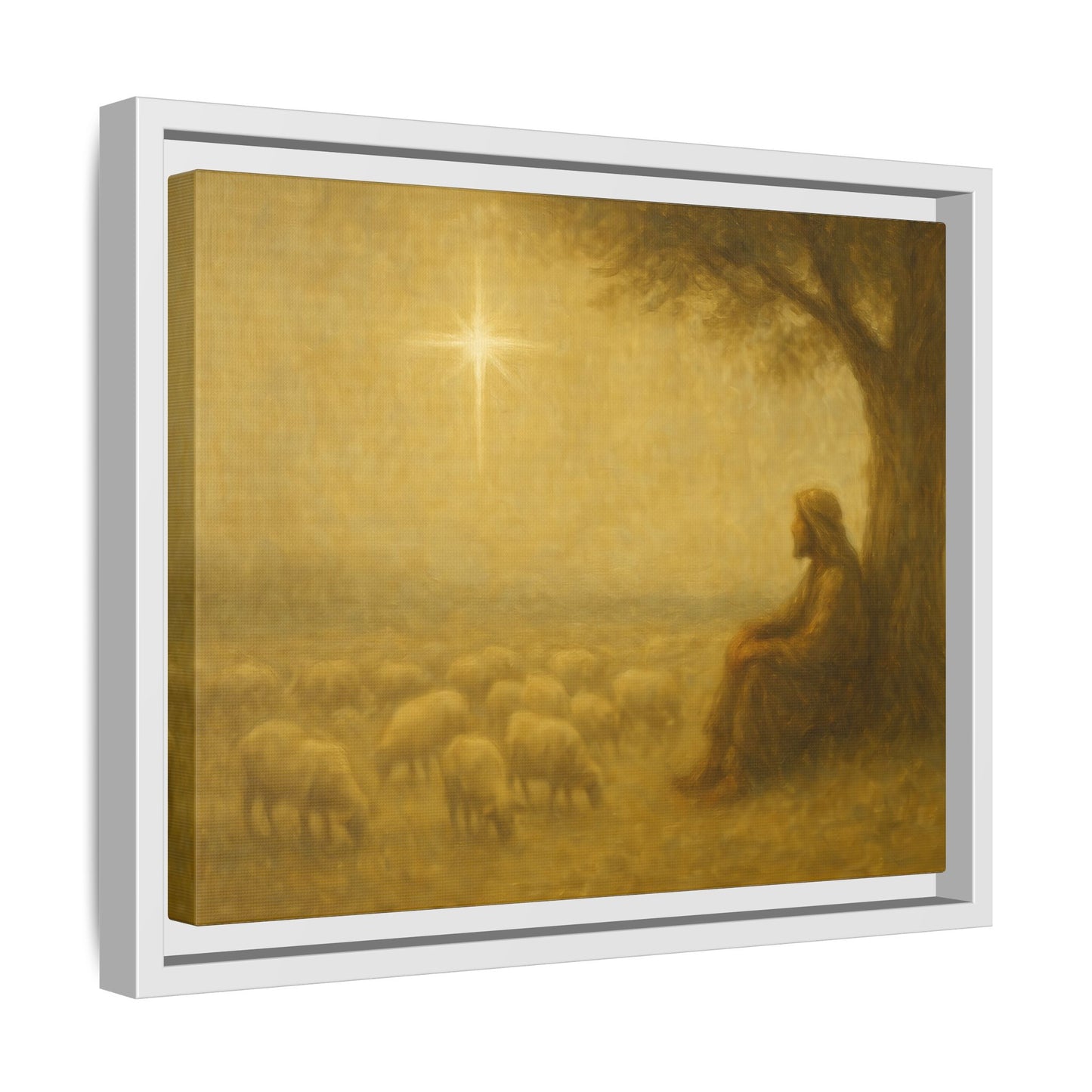 Shepherd In The Field - Framed Canvas