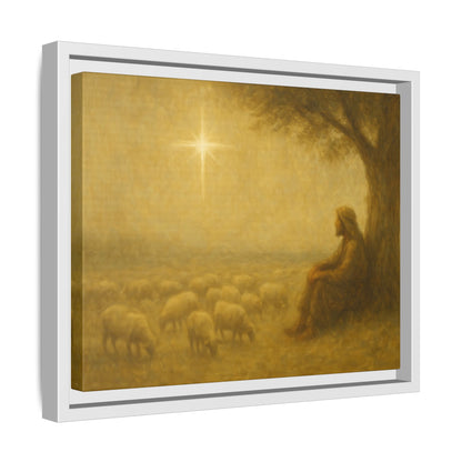 Shepherd In The Field - Framed Canvas