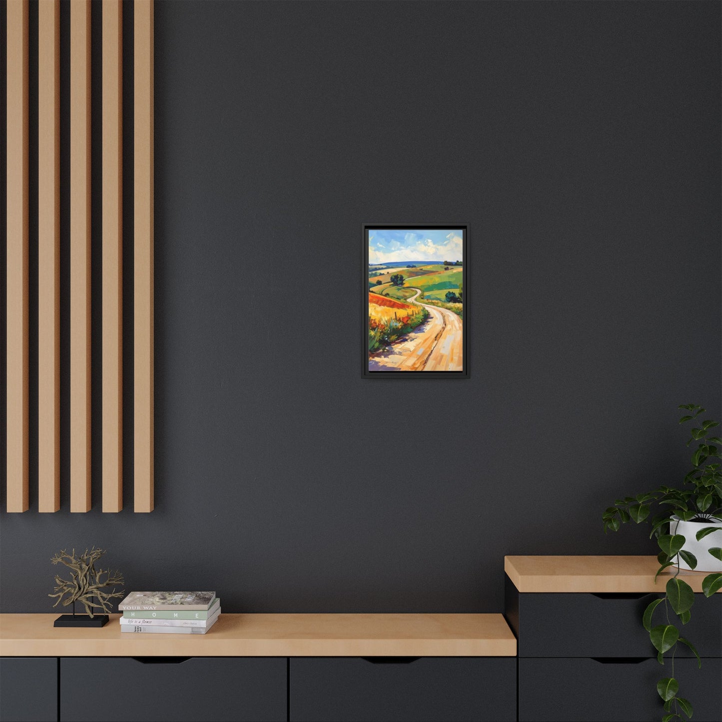 Lazy Country Road #3 - Framed Canvas
