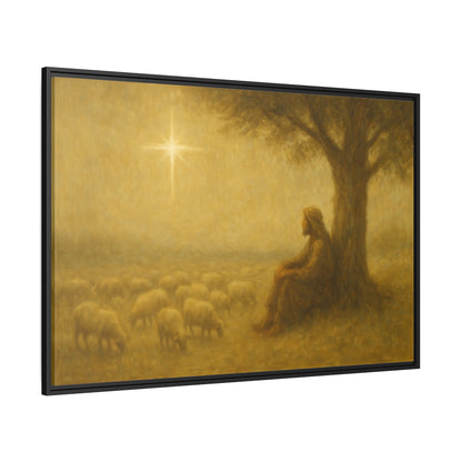 Shepherd In The Field - Framed Canvas