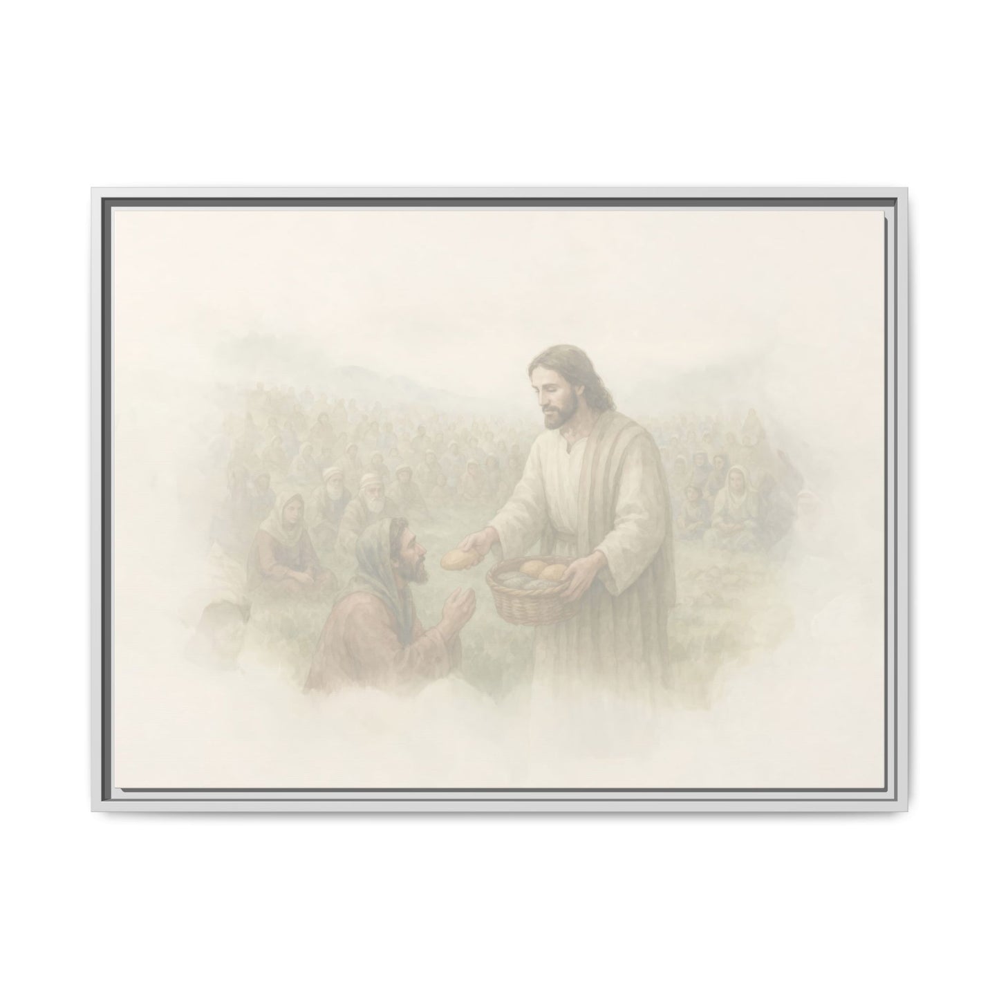 Jesus Feeds The 5,000 - Framed Canvas