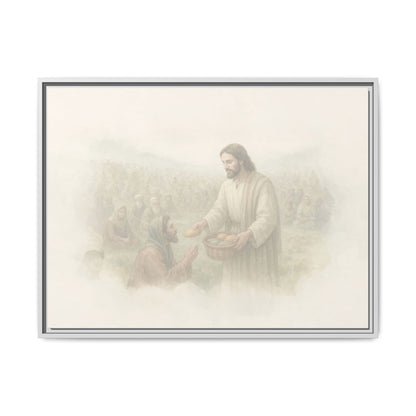 Jesus Feeds The 5,000 - Framed Canvas