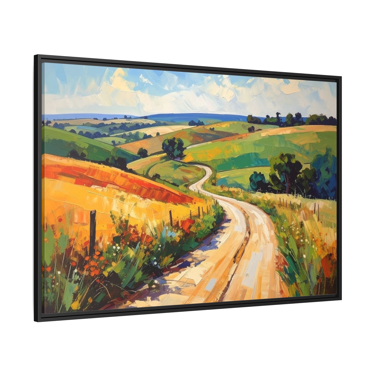 Lazy Country Road #3 - Framed Canvas
