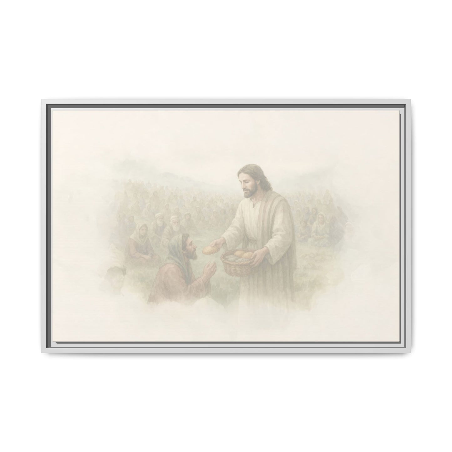 Jesus Feeds The 5,000 - Framed Canvas