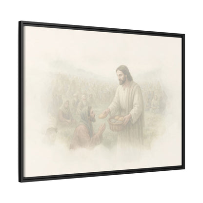 Jesus Feeds The 5,000 - Framed Canvas