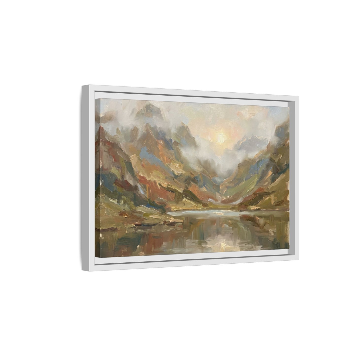 Misty Mountain Lake - Framed Canvas
