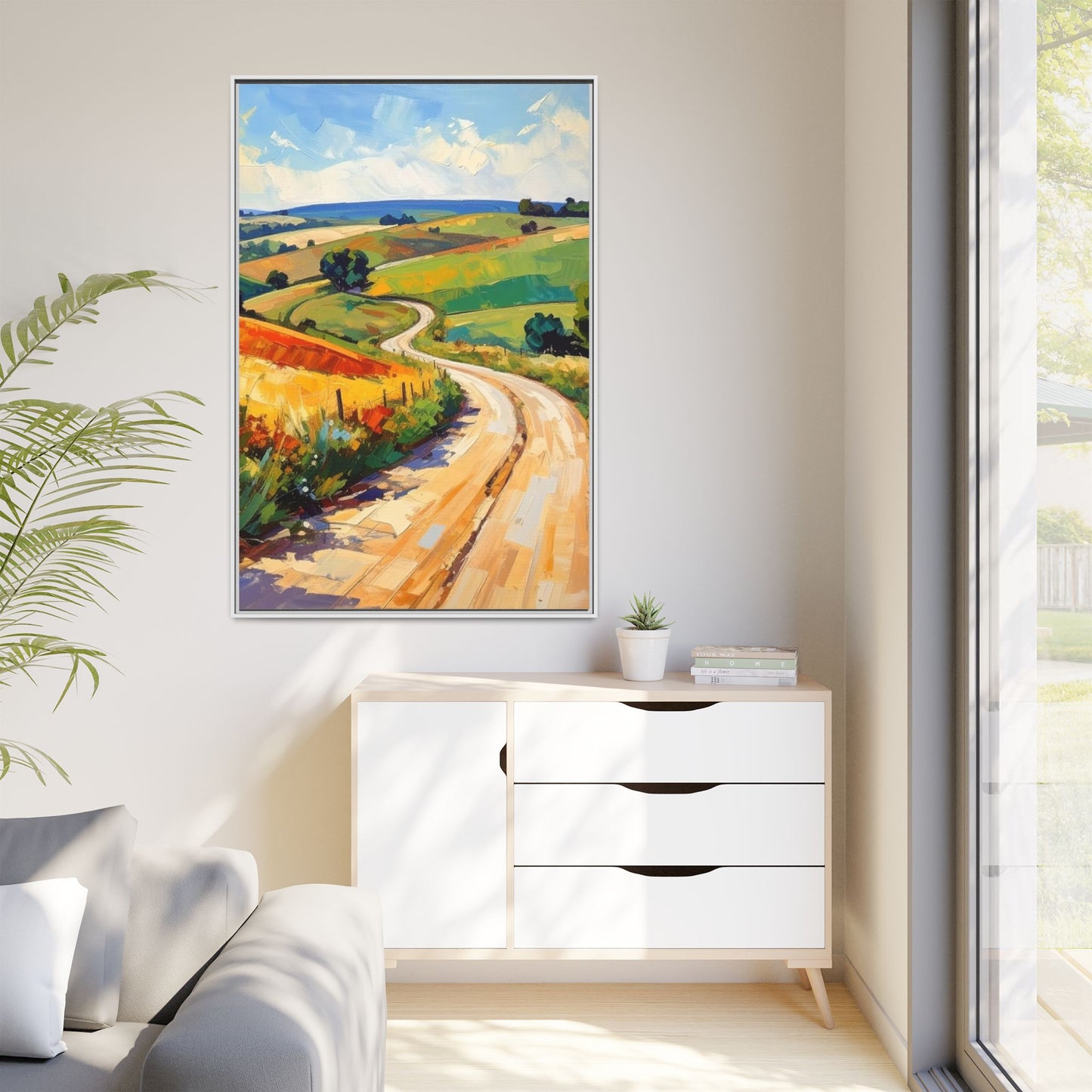 Lazy Country Road #3 - Framed Canvas