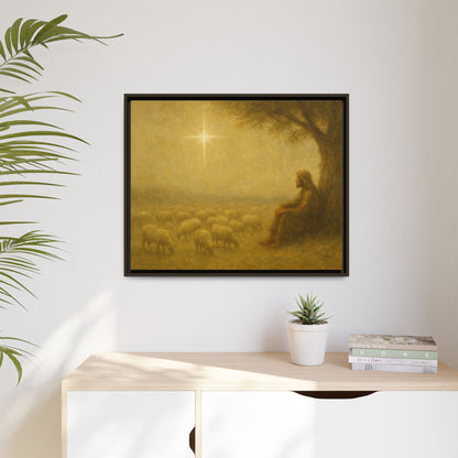 Shepherd In The Field - Framed Canvas