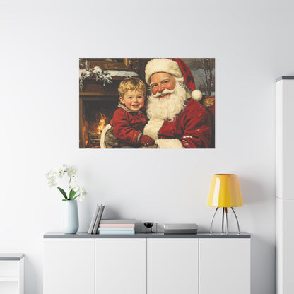 Vintage Santa with Little Boy - Canvas
