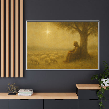 Shepherd In The Field - Framed Canvas
