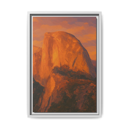 Sunset Over Half Dome - Framed Canvas