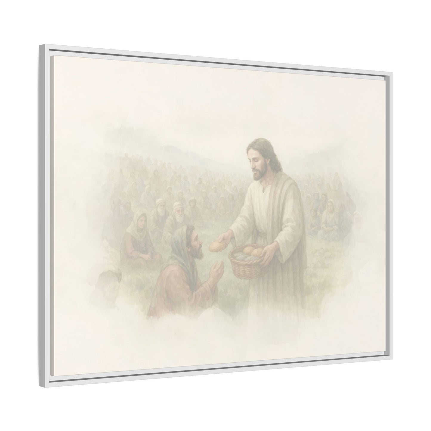 Jesus Feeds The 5,000 - Framed Canvas