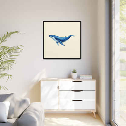 Blue Whale Watercolor - Framed Canvas