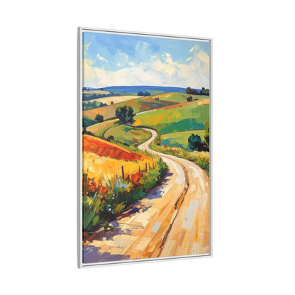Lazy Country Road #3 - Framed Canvas