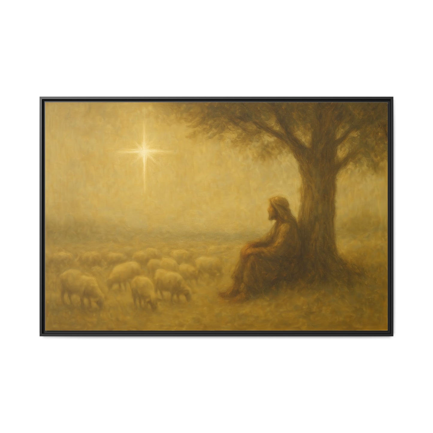 Shepherd In The Field - Framed Canvas