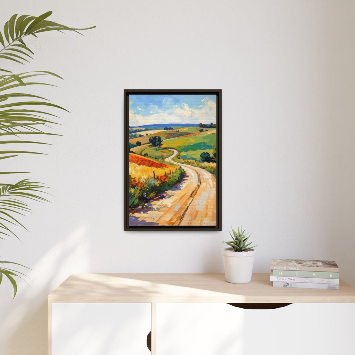 Lazy Country Road #3 - Framed Canvas