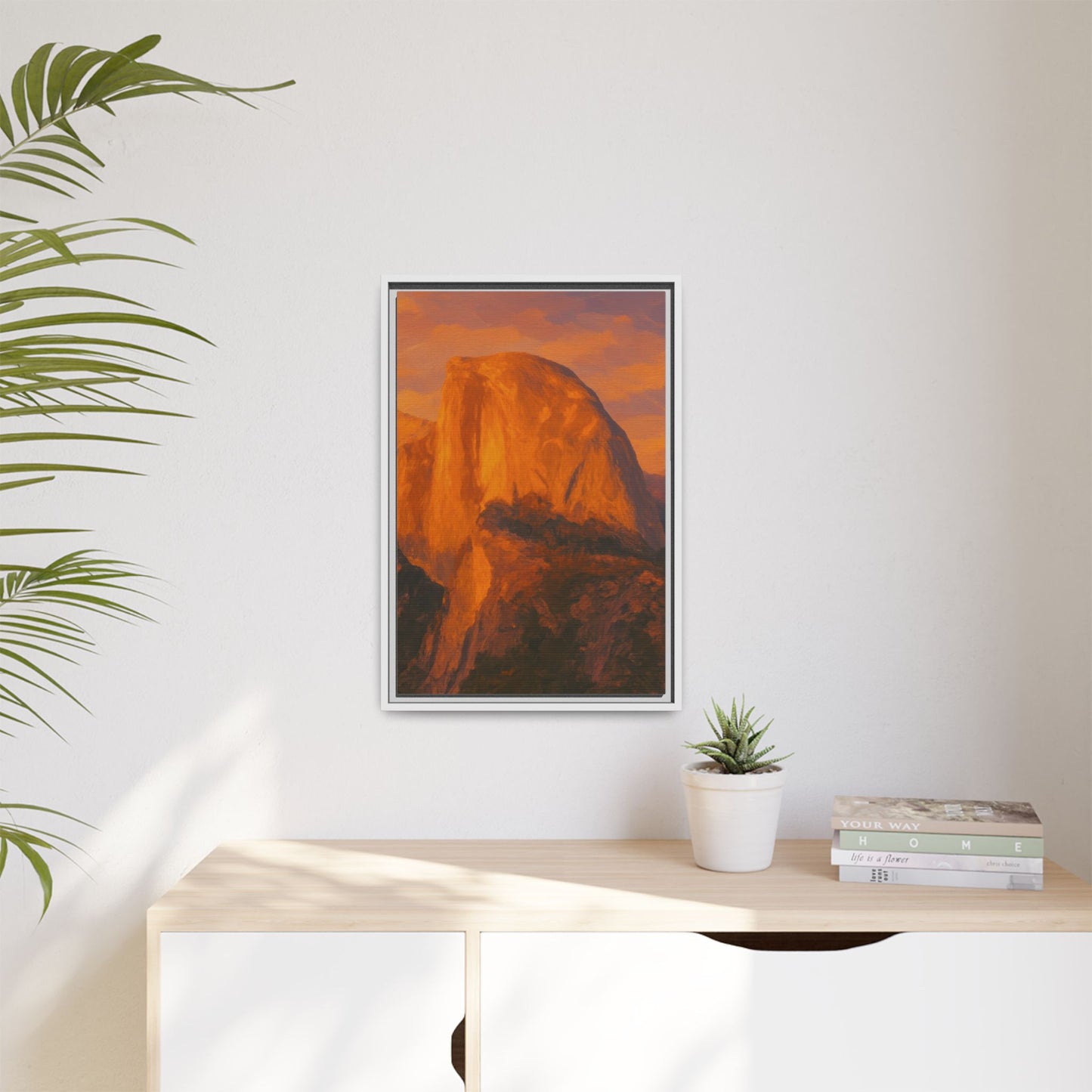 Sunset Over Half Dome - Framed Canvas