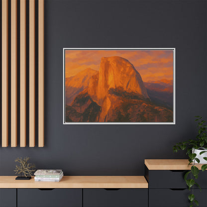Sunset Over Half Dome - Framed Canvas