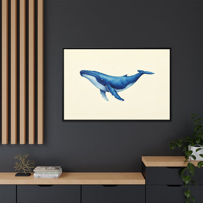 Blue Whale Watercolor - Framed Canvas